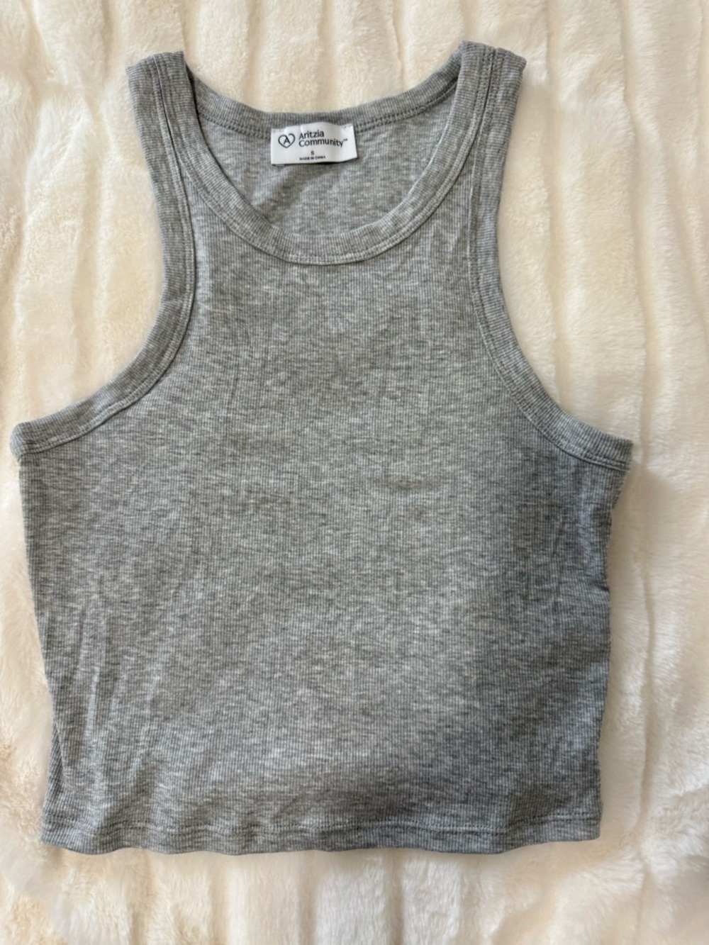 NWOT Aritzia grey racer back waist length tank